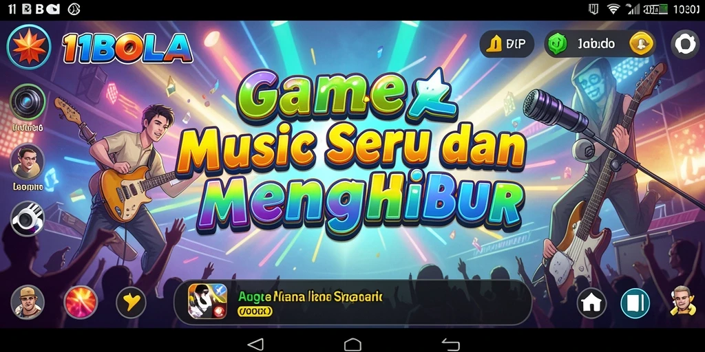 Screenshot gameplay <strong>11BOLA</strong> menampilkan pemain menikmati permainan musik.
