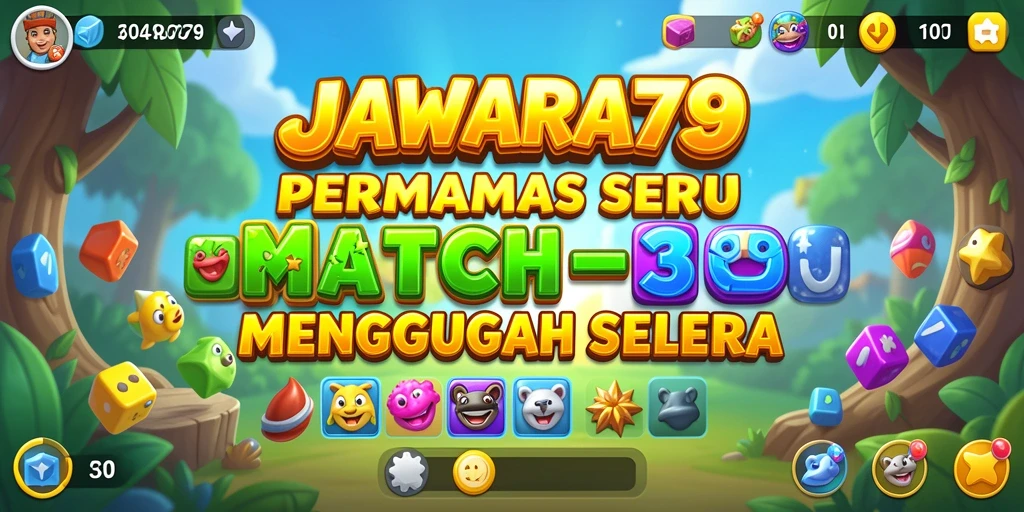 Tampilan gameplay seru dari JAWARA79 dengan tantangan Match-3 yang mengasyikkan.