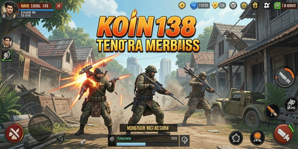 Gameplay seru KOIN138 menunjukkan pertahanan menara melawan gelombang musuh.