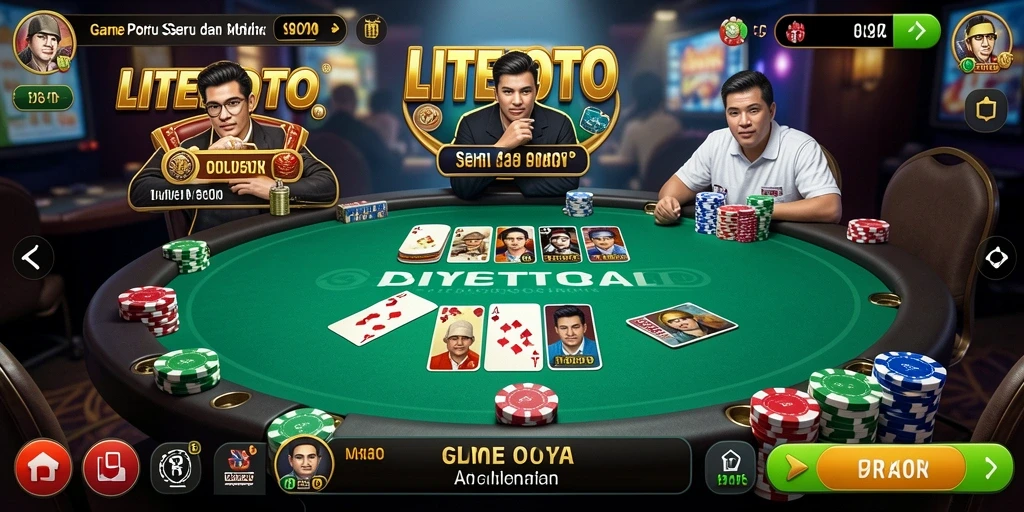 Gameplay LITETOTO dengan suasana Poker yang menegangkan.