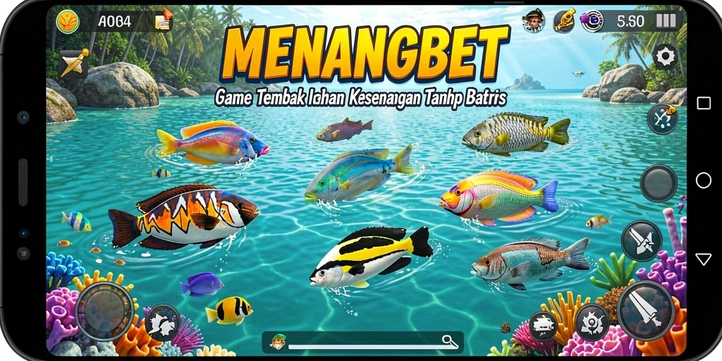 Screenshot utama MENANGBET menampilkan aksi seru menembak ikan.