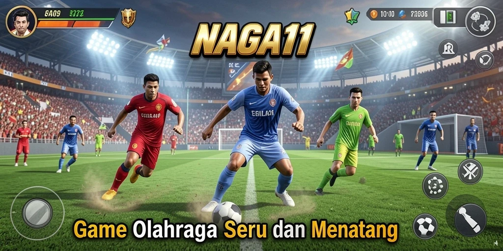 Tangkapan layar NAGA11 menunjukkan aksi seru dalam permainan olahraga.