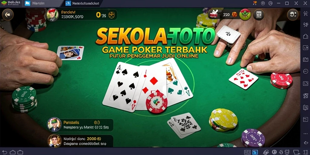 Screenshot gameplay <strong>SEKOLAHTOTO</strong> menampilkan pemain sedang bersaing dalam permainan poker.