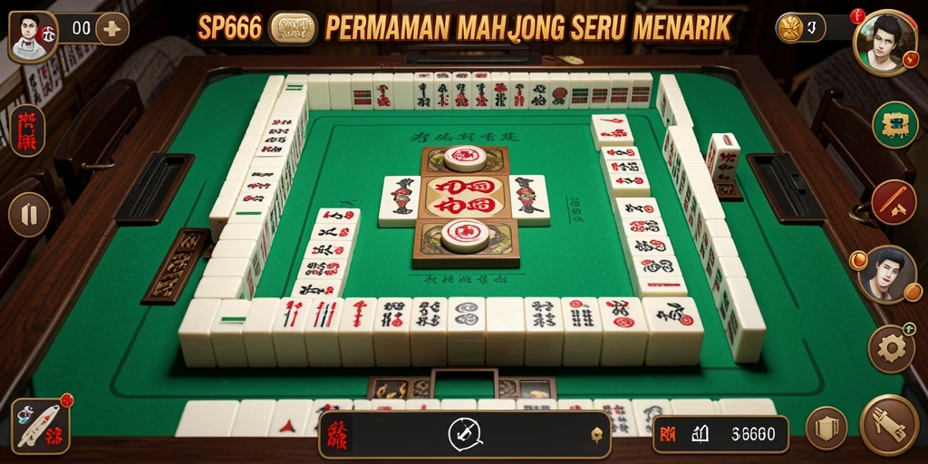 Tampilan gameplay Mahjong dalam SP666 dengan desain ubin yang menarik.