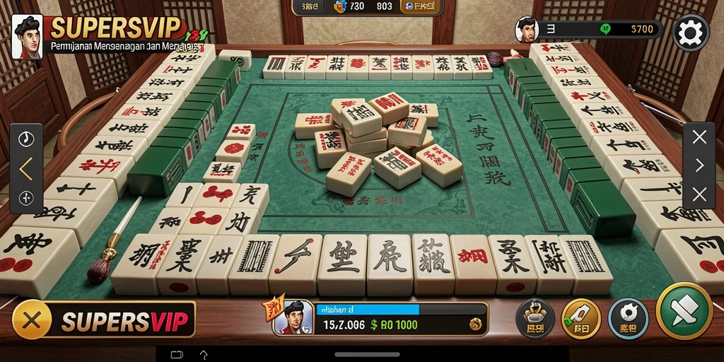 Tampilan gameplay Mahjong yang menarik dalam SUPERSVIP.