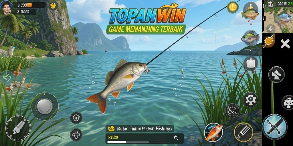 Screenshot utama TOPANWIN menampilkan gameplay memancing yang seru.
